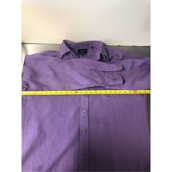 Faconnable Men’s Solid Purple Linen Long Sleeve Collared Button Up Shirt Size XL - Picture 4 of 9